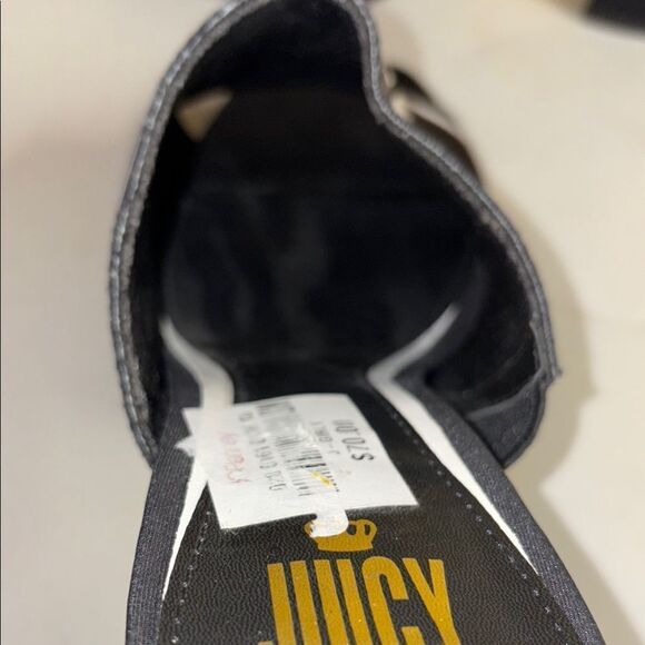Juicy Couture Black Slide Sandals with 4” Block Heels & Sporty Design Size 11 - Picture 6 of 8